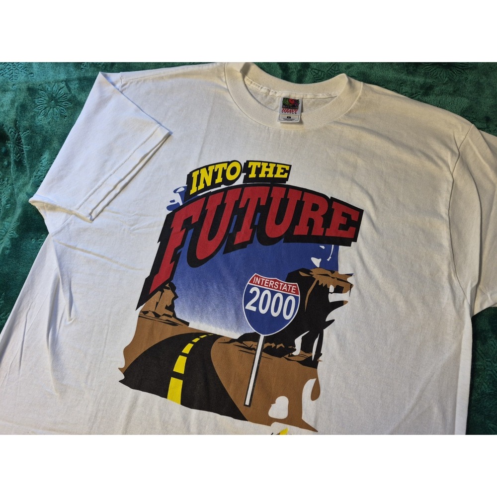 Vintage 90s Interstate 2000 Into The Future T Shirt Men's XL Millennium 1999-Y2K